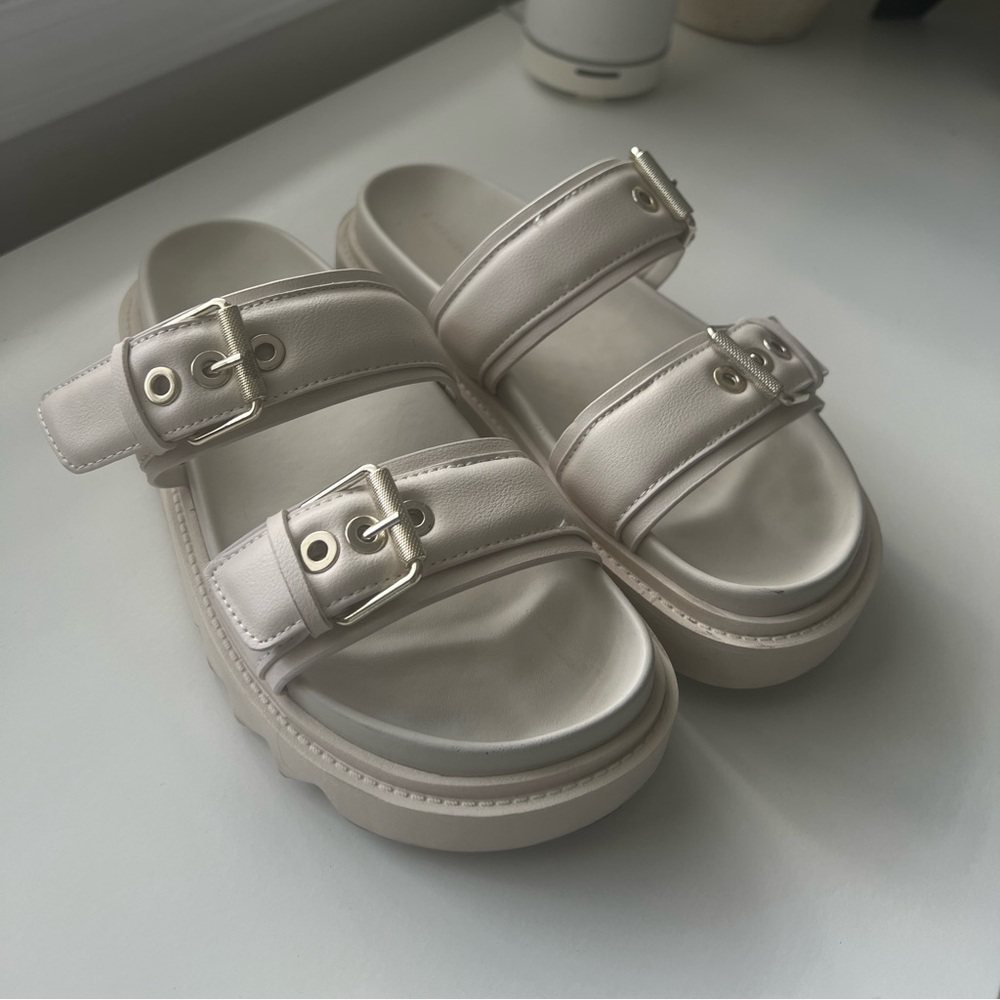Platform chunky ivory sandals from asos